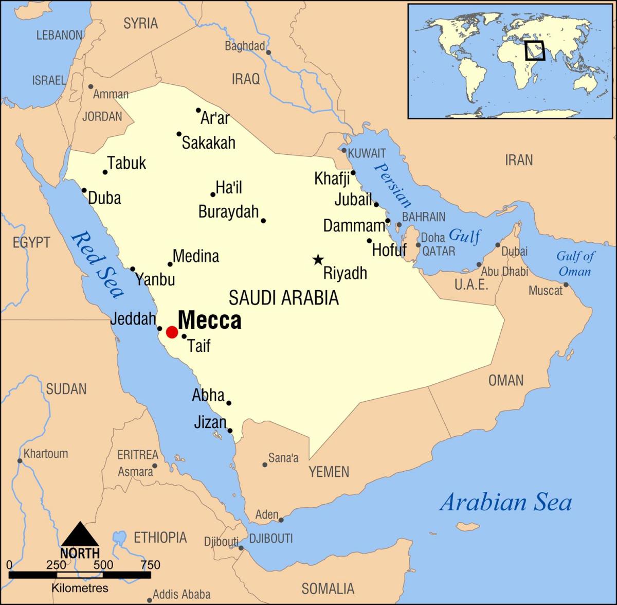 kaart van de hijra weg Makkah