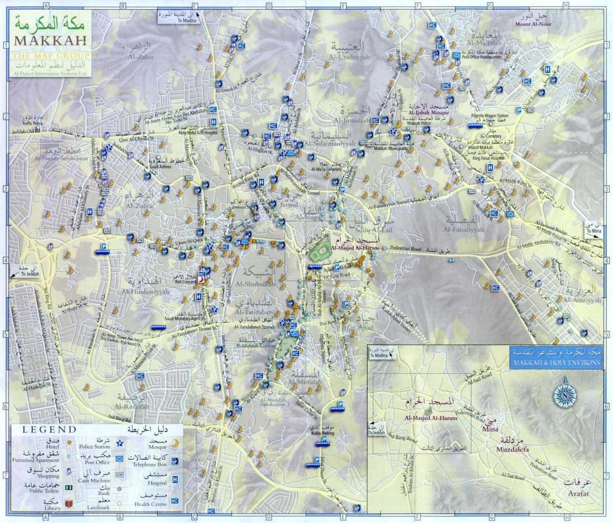  kaart van Mekka ziyarat plaatsen